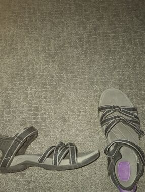 Teva Women's Black and Gray Strappy Outdoor Sandals